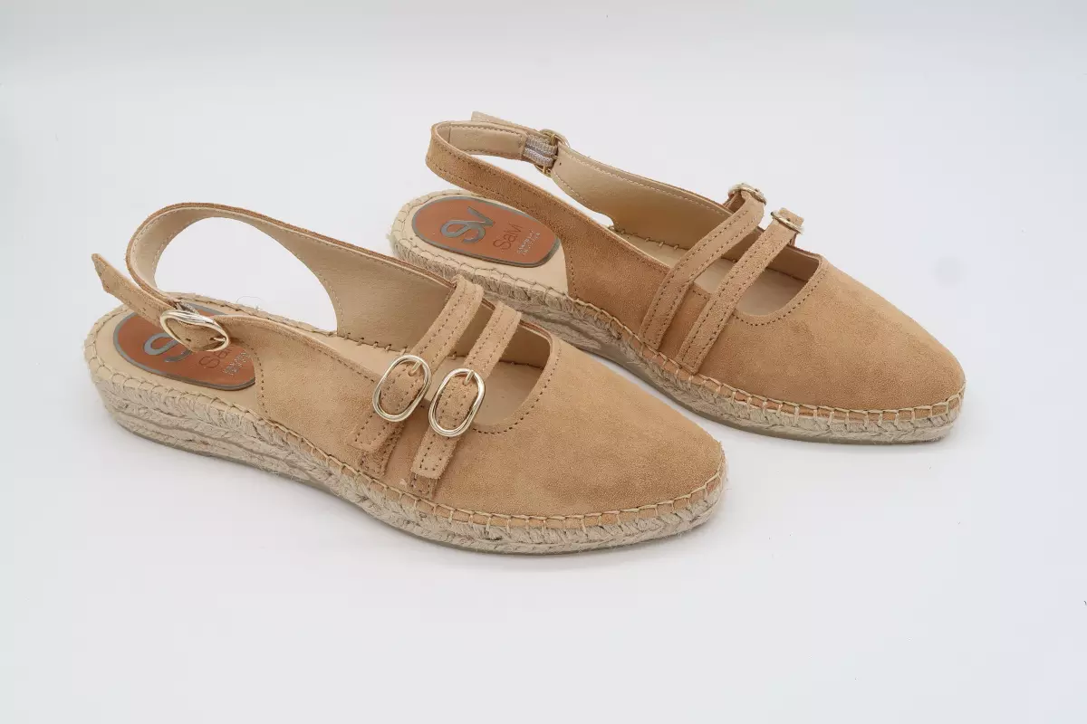 Alpargata de ante plana con tira al talón 59 