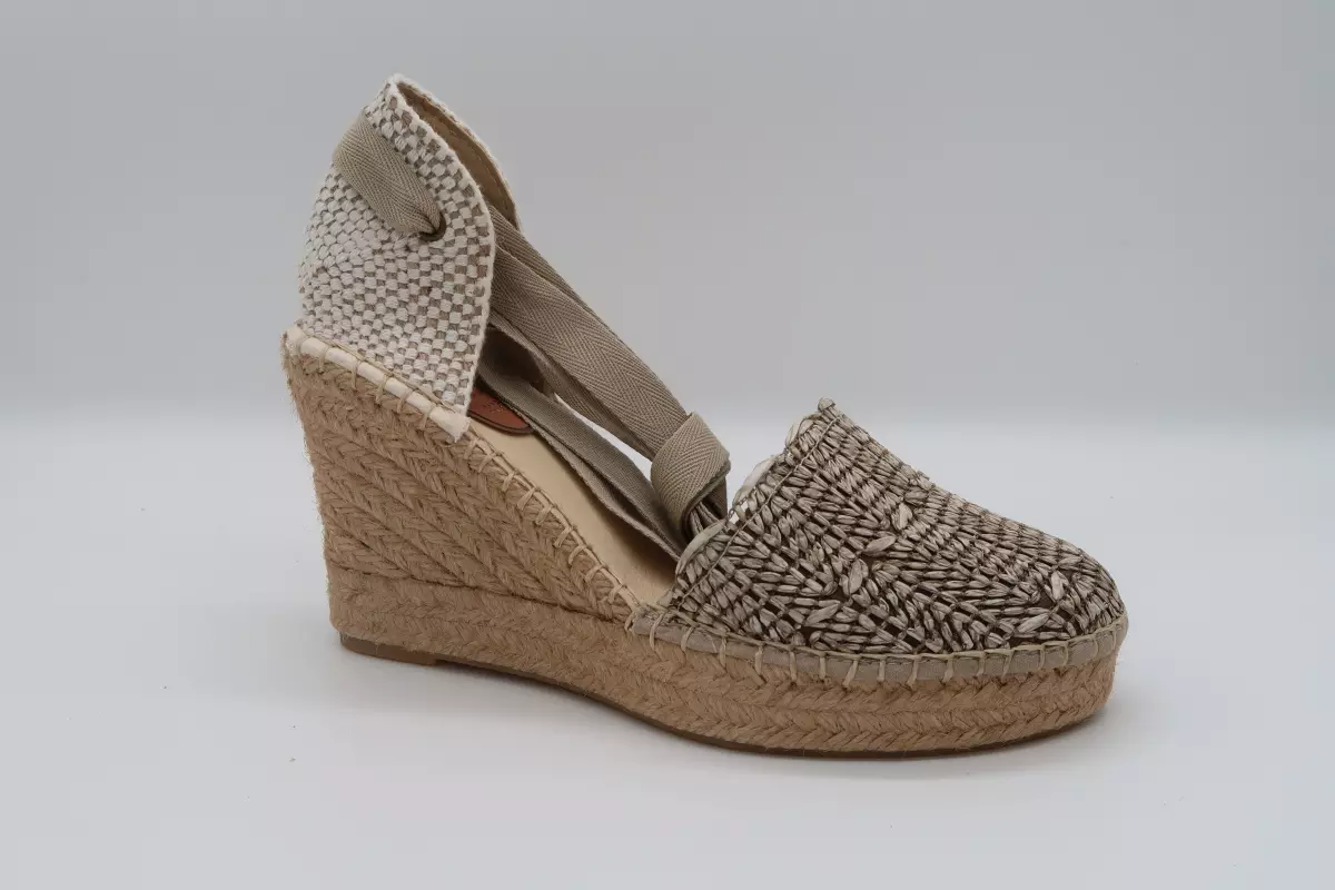 Alpargata estampada cuña alta (9cm) con cintas | 69 