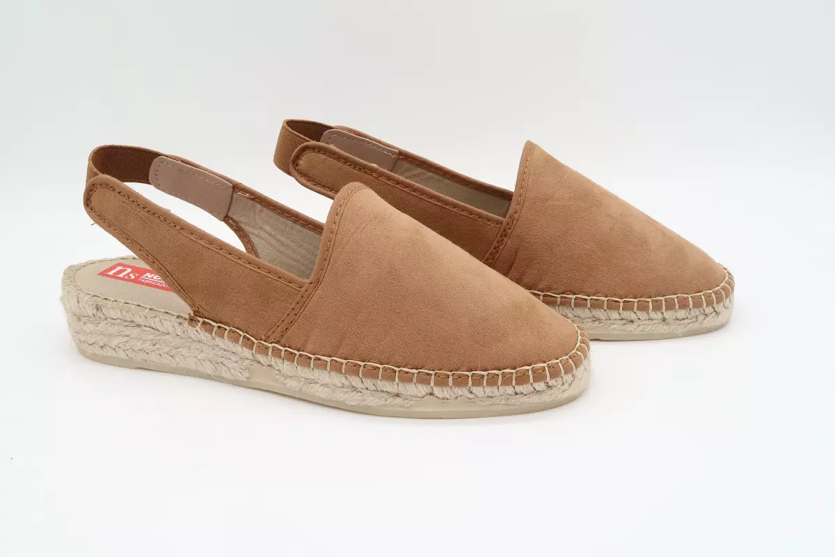 Alpargata plana ante marrón con tira al talón | 33 
