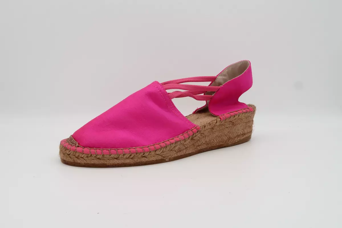 Alpargata sujeta con gomas seda fucsia | 40 