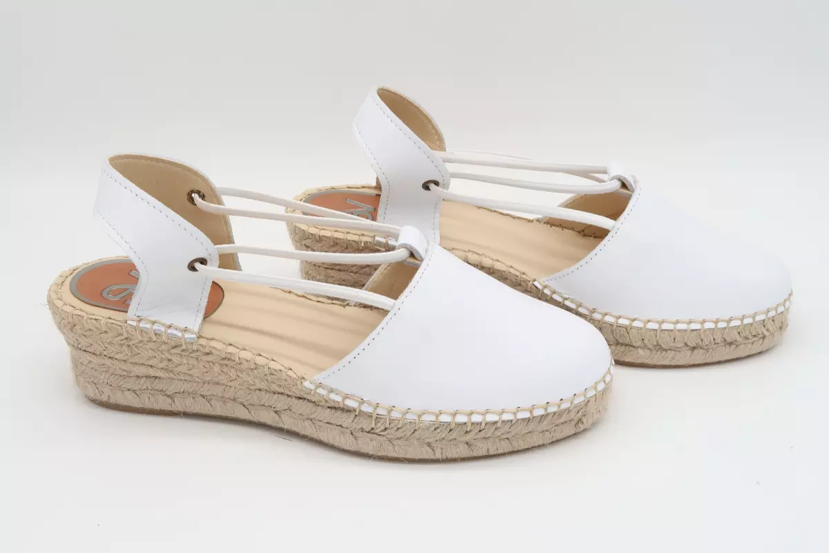 Alpargata cerrada cuña media con gomas blanco | 53 