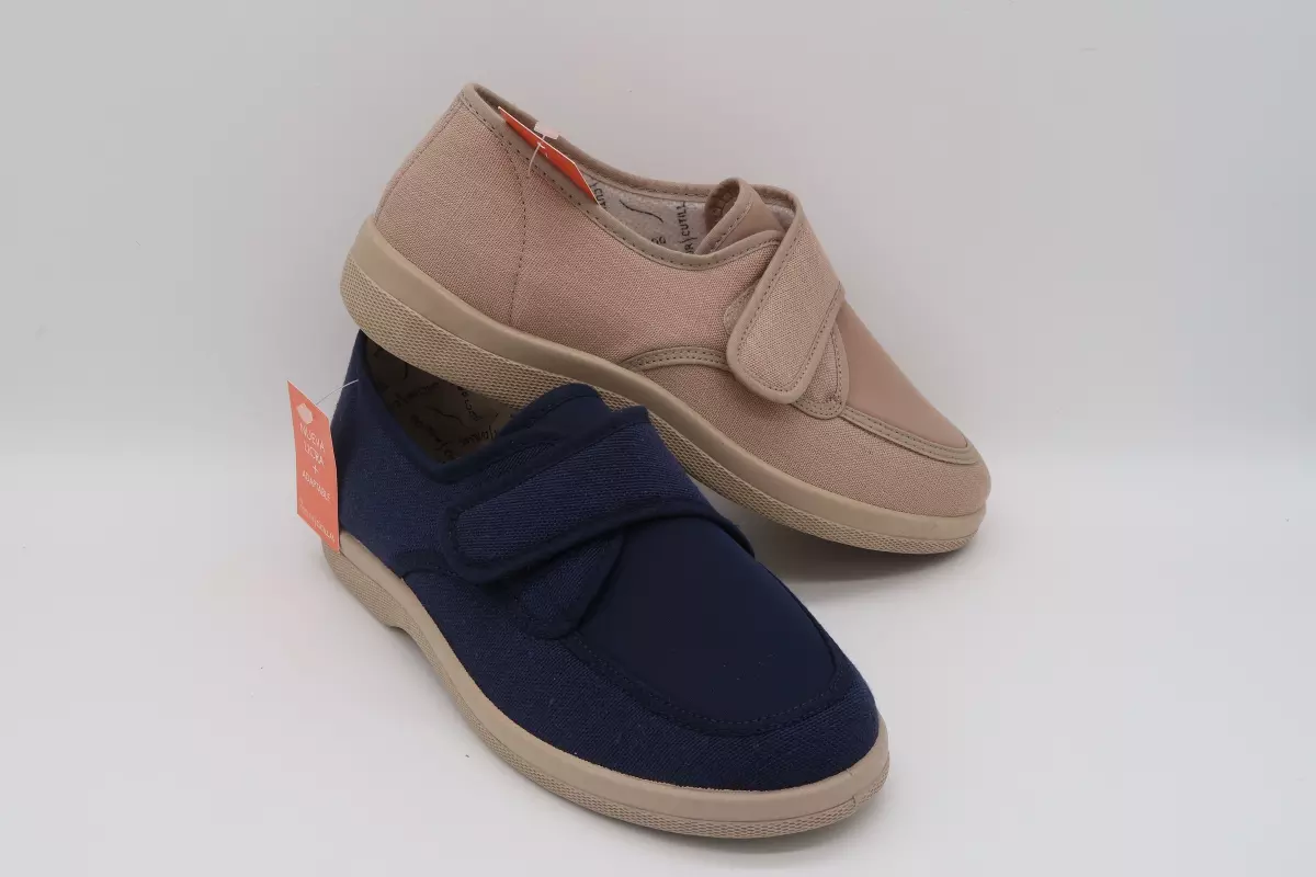 Zapatilla de caballero de velcro | 34 cutillas azul marino marron  ortopedia clásicos 21300