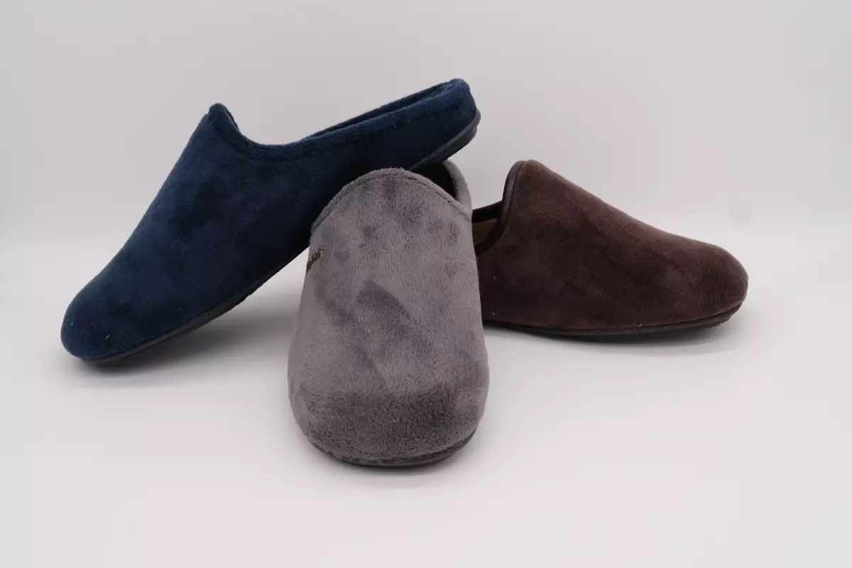 Zapatilla de casa destalonada 28 azul marino gris marrón vulladi