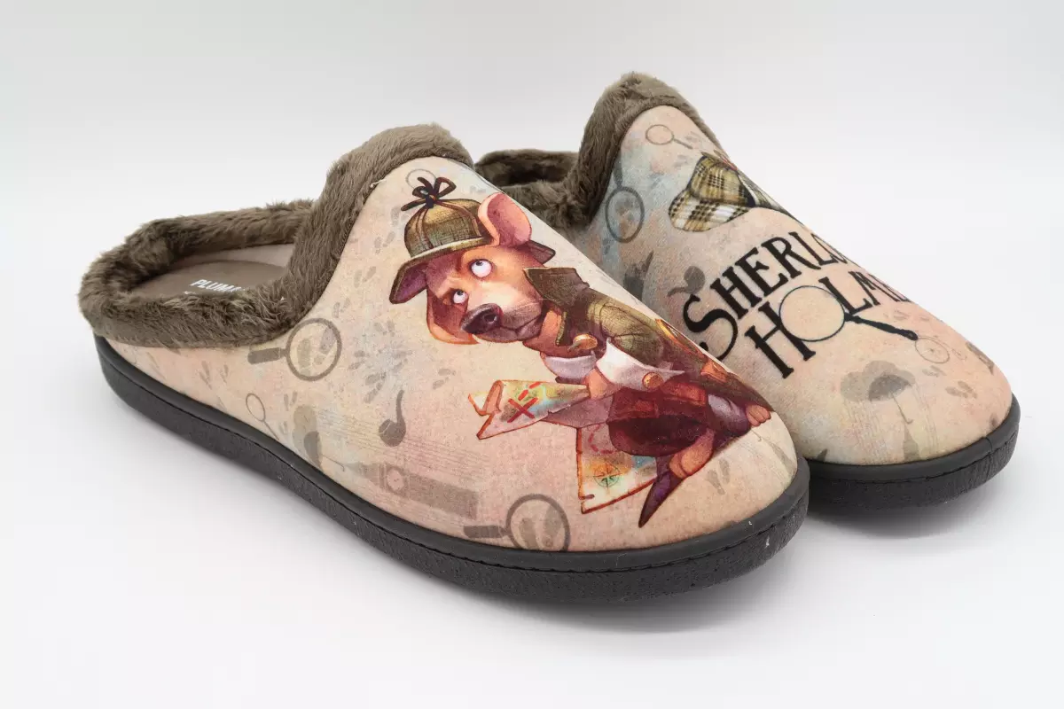 Zapatilla de casa destalonada Sherlock Holmes con plantilla acolchada de descanso 27 