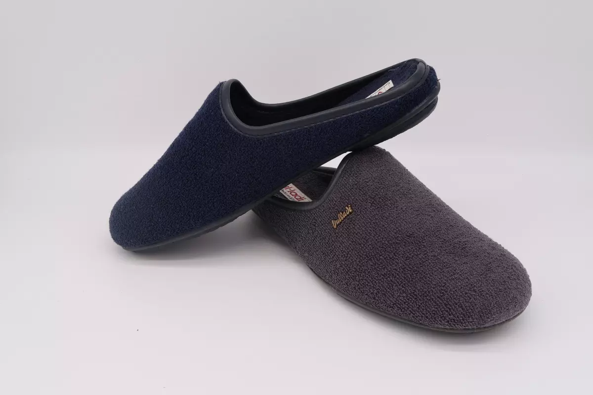 Zapatilla de casa de felpa destalonada | 27 gris azul marino vulladi