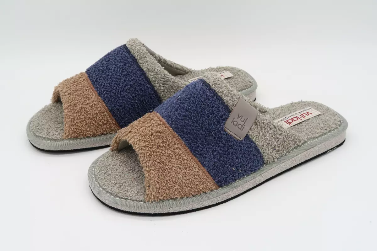 Zapatilla de felpa abierta con suela ultraligera tres colores | 34 3568 vulladi verde azul beige