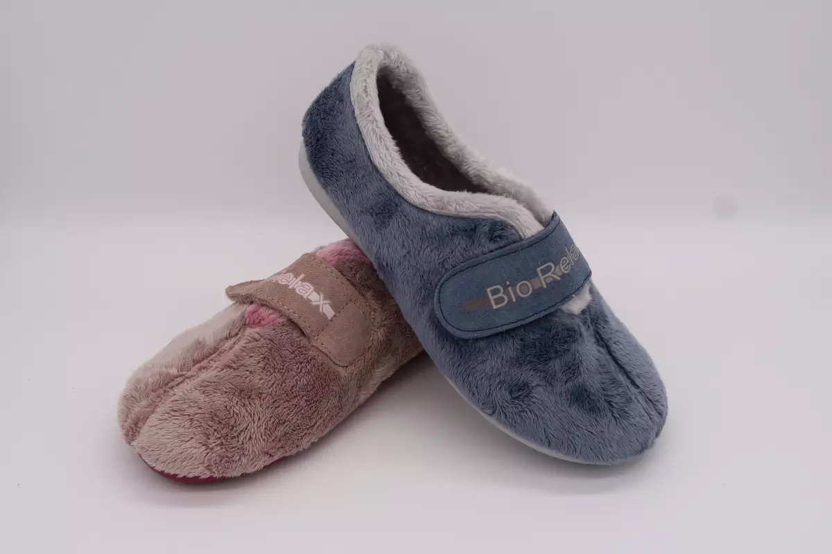 Zapatilla de casa cerrada de velcro | 23 azul rosa beige Biorelax