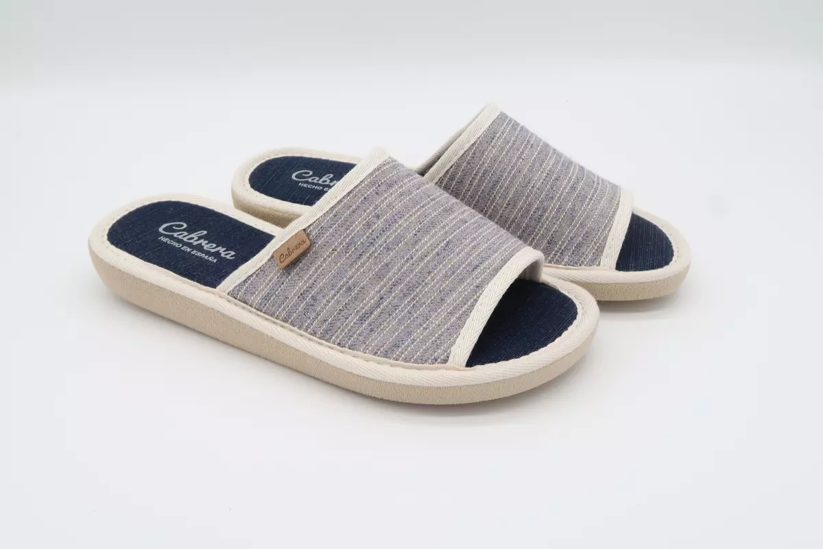 Zapatilla de casa abierta con suela ultraligera | 21 cabrera beige azul marino