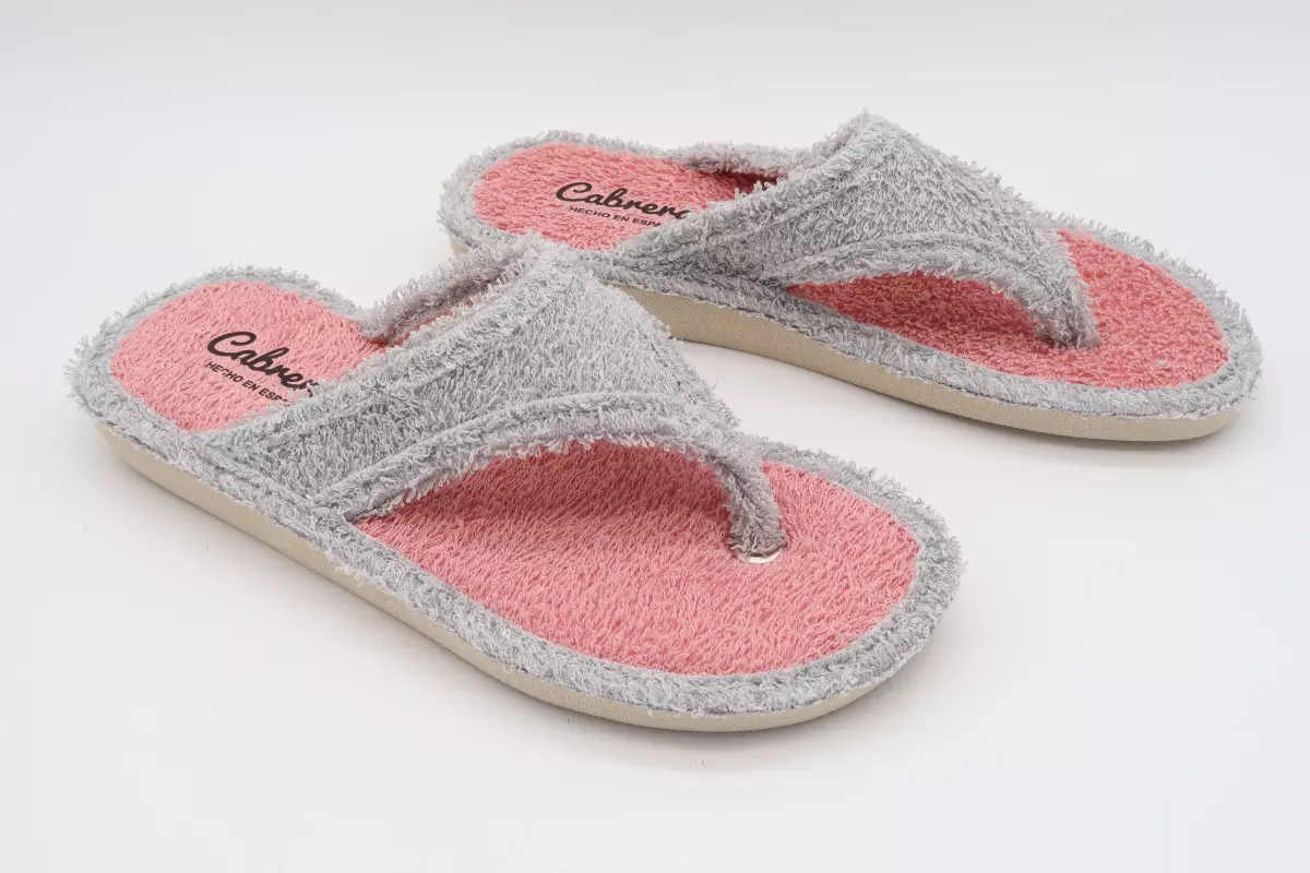 Zapatilla de felpa abierta tipo chancla de dedo con suela ultraligera 21 cabrera perla 2301